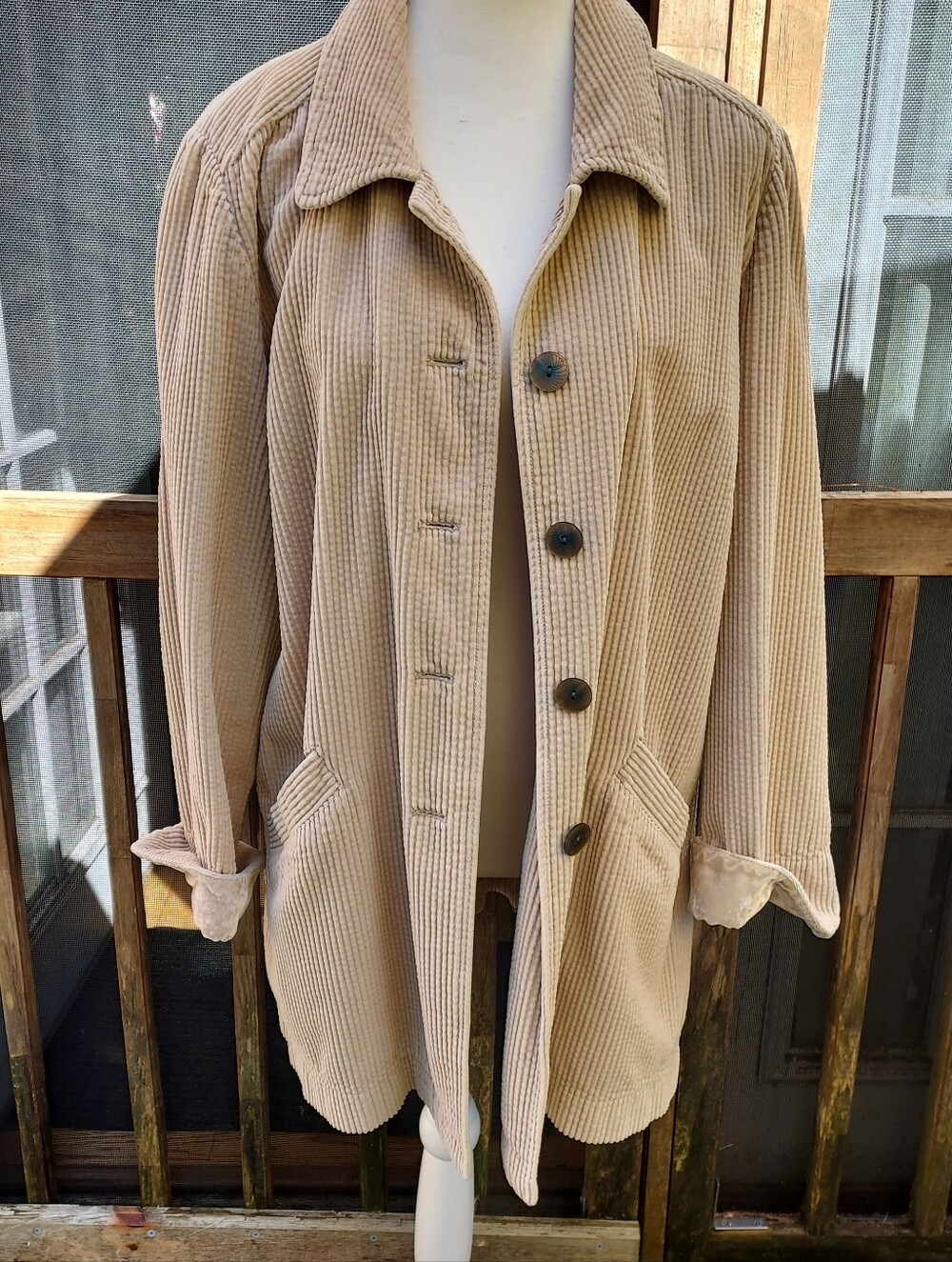 J. Jill Soft Corduroy And Velvet Barn Coat